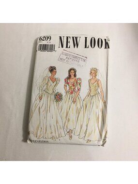 New Look 6209 Wedding Gown Dress Sewing Pattern   Cottagecore Uncut Size 8-18